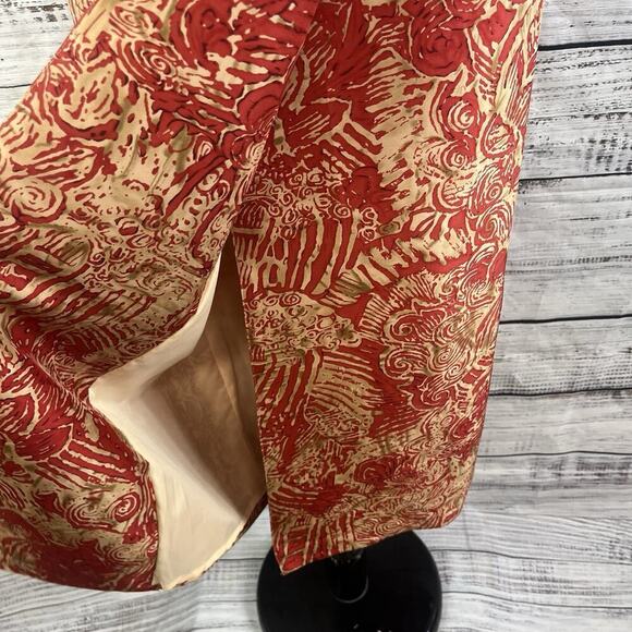 Nygard Collection Skirt size 8 Petite Dark Red Gold Silk Swirls Long Faux Wrap - Picture 7 of 11